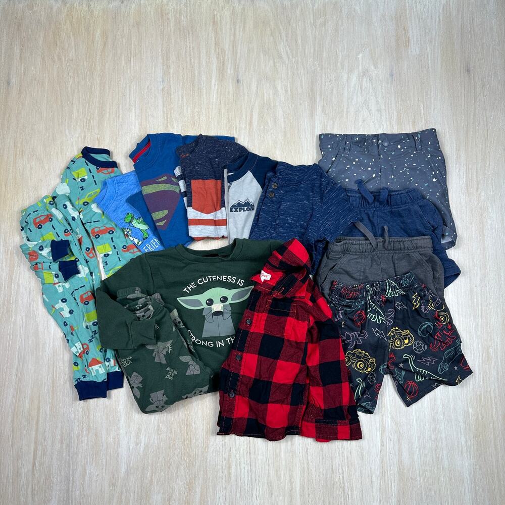 2T Toddler Boy Lot 14 Piece Disney Star Wars Cat & Jack Carter's Pajamas Shorts